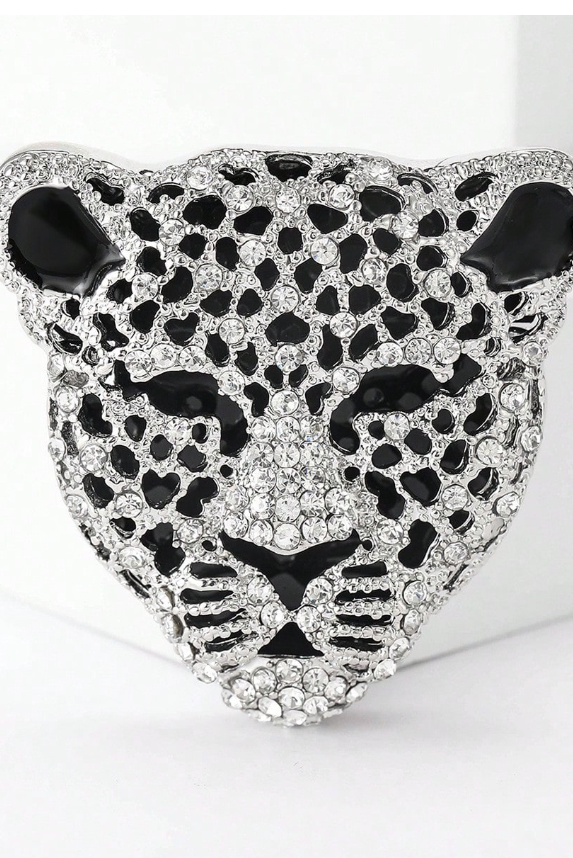 BROCHE LEOPARDO PLATEADO