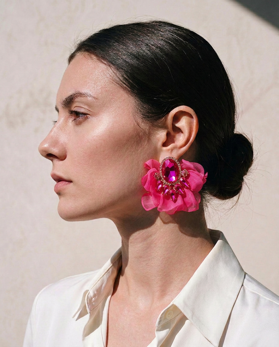 AROS PETALO DIAMANTE FUCSIA