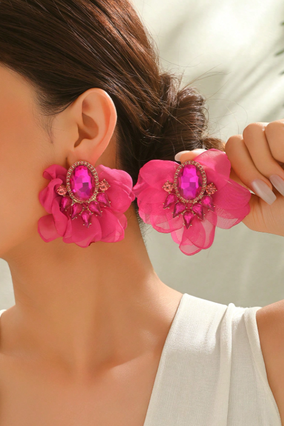 AROS PETALO DIAMANTE FUCSIA