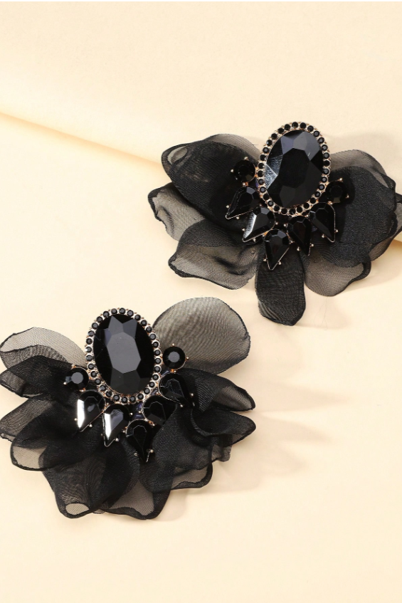 AROS PETALO DIAMANTE NEGRO