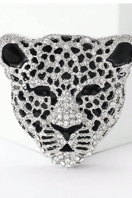 BROCHE LEOPARDO PLATEADO
